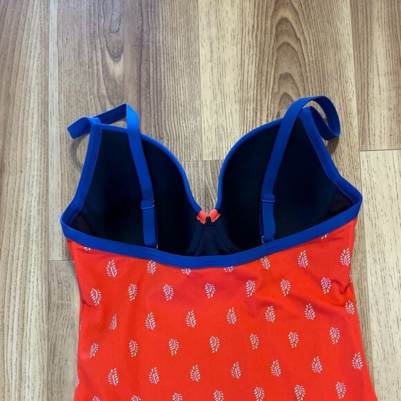 Boden Red Blue Underwire Summer Beach Vacation One-Piece Swim-Suit Sz 36C - Picture 3 of 11